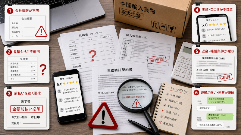危険な中国輸入代行業者を見分けるチェック項目