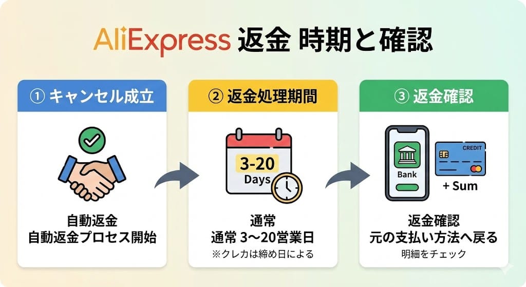 アリエクの返金時期とステータス確認方法