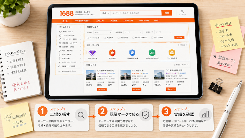 1688で優良工場を絞り込む3ステップ