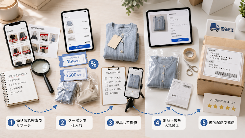 SHEIN転売の仕入れから発送までの流れ