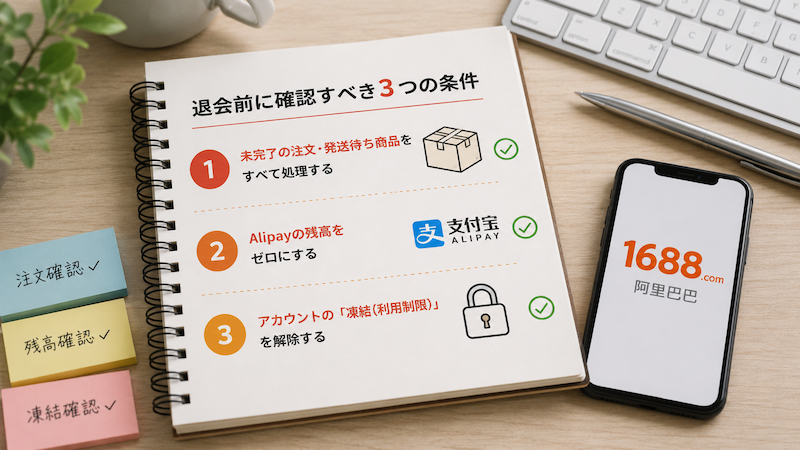 1688退会前に確認する3つの条件