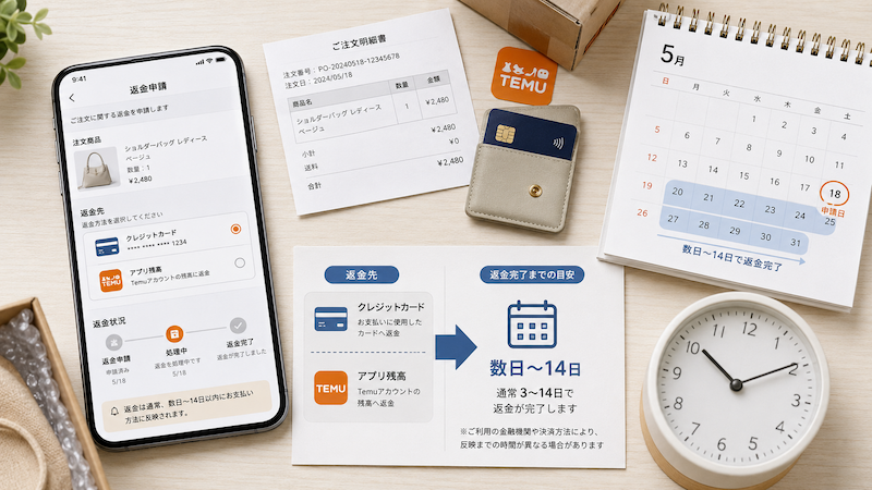 Temuの返金方法と反映日数
