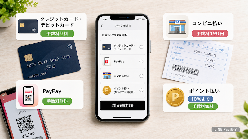 7sGoodの支払い方法4種類と手数料比較
