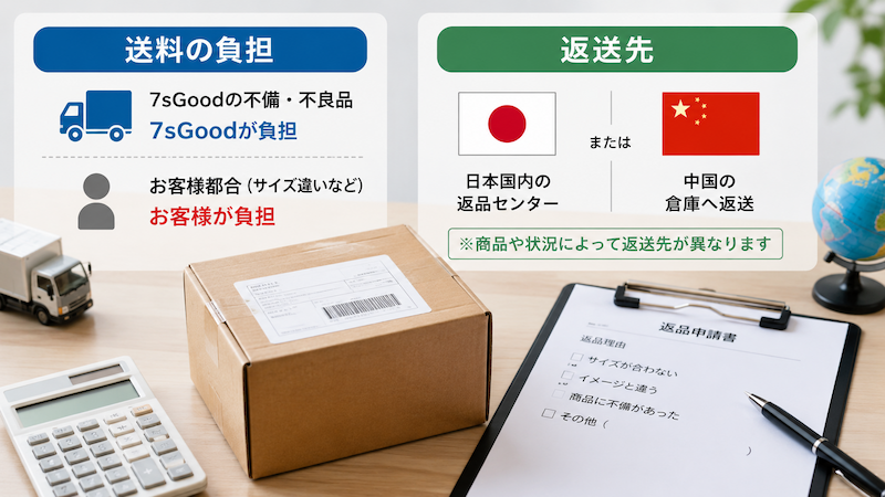 7sGoodの返品送料と返送先