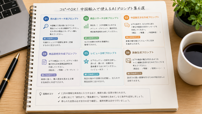 中国輸入で使えるAIプロンプト6種類