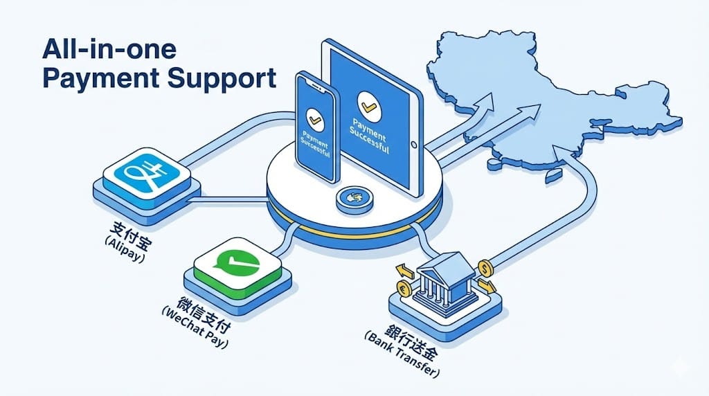 Alipay・WeChat Pay・中国銀行送金代行の対応範囲