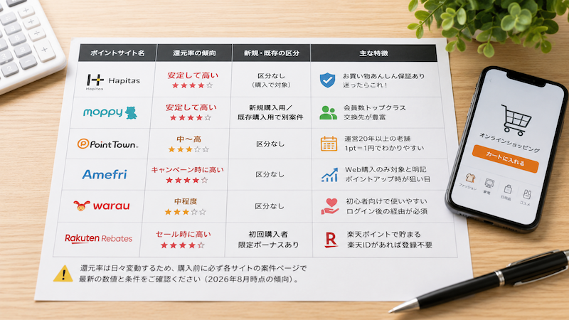7sGoodのポイントサイト還元率比較