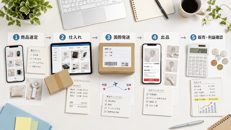 中国輸入×メルカリの5ステップ