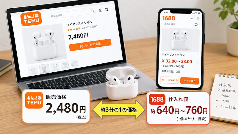 Temuと1688の価格差比較