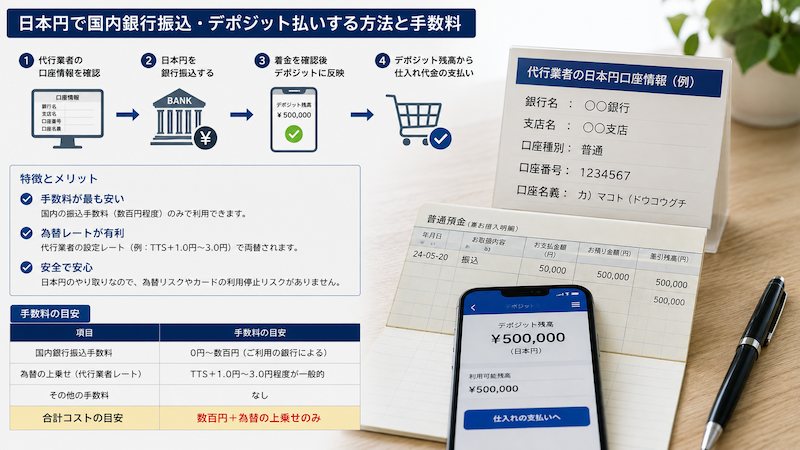 中国輸入代行への銀行振込とデポジット払いの仕組み