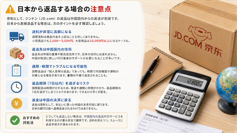 日本から返品する場合の注意点