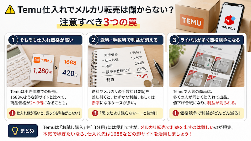 Temu仕入れのメルカリ転売リスク