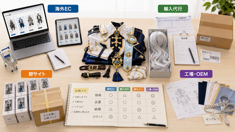 コスプレ衣装の4つの輸入ルート比較