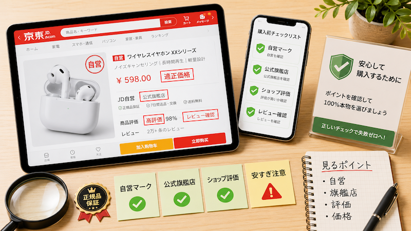 ジンドンで正規品を見分ける自営マーク