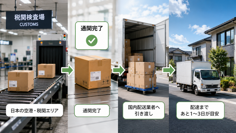 Temuの税関から発送済み後の国内配送の流れ