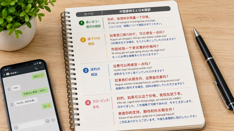 アリババ値下げ交渉の中国語例文