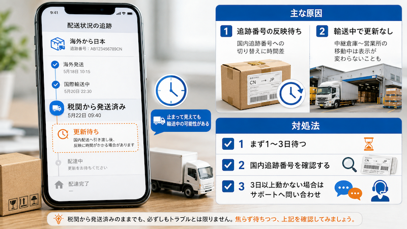 Temuの税関発送後に追跡が動かない原因と対処法