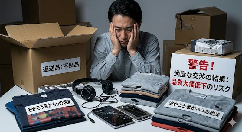 過度な値下げ交渉による不良品トラブルのリスク