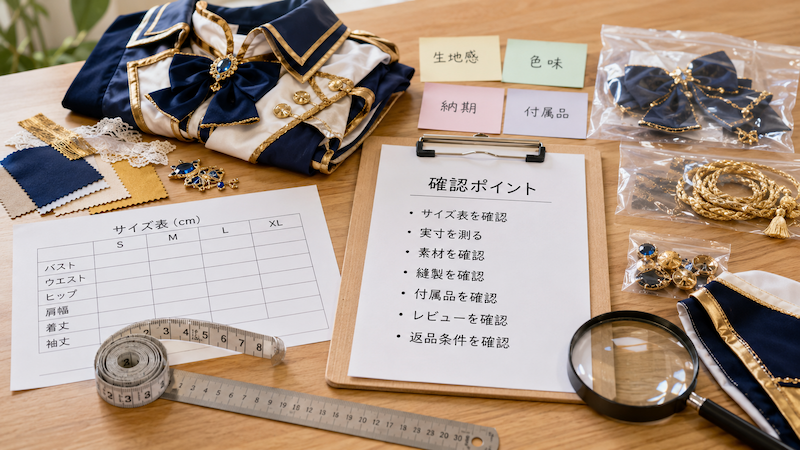 コスプレ衣装のサイズ確認と品質検品