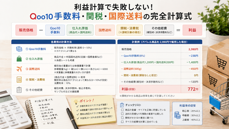 Qoo10無在庫販売の利益計算