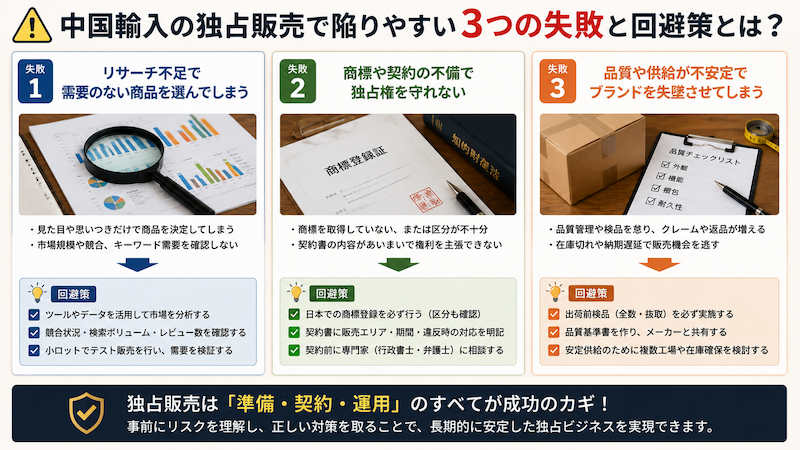 中国輸入の独占販売でよくある失敗と対策