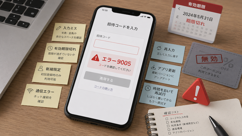 アリエク招待コードのエラー9005対処法
