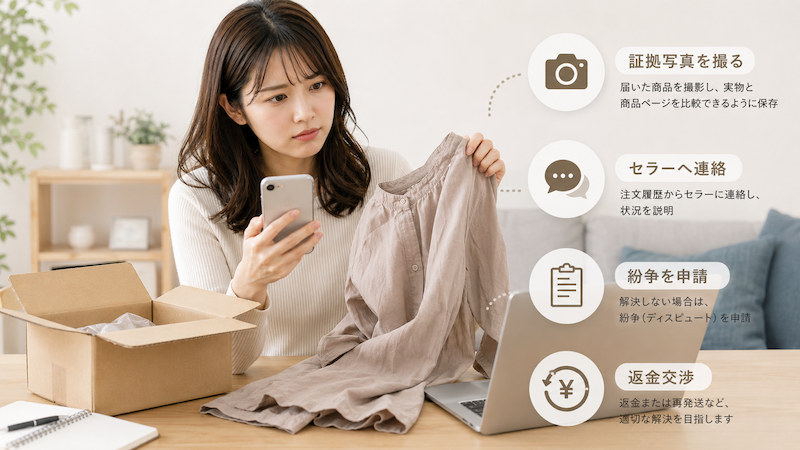 アリエクで写真と違う商品が届いた時の返金手順