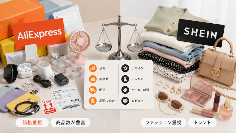 AliExpressとSHEINのおすすめ用途比較