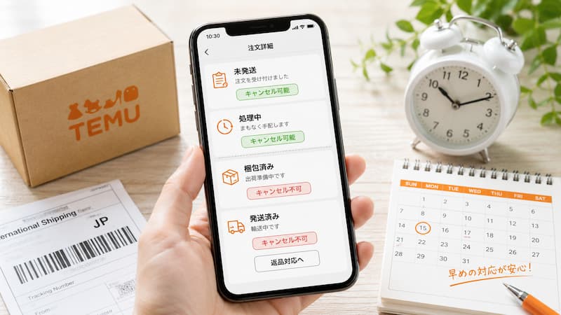 Temuでのキャンセルの基本
