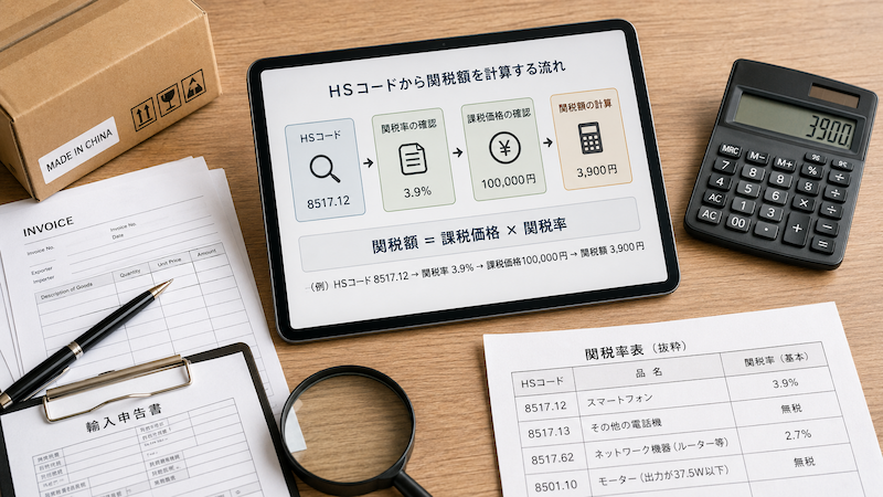 HSコードと関税率による関税計算
