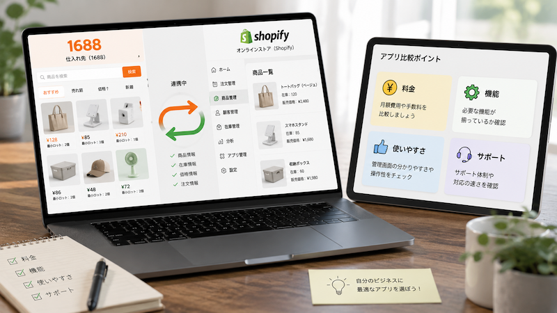 Shopifyと1688の連携アプリを選ぶ比較ポイント
