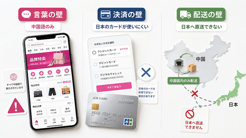 日本から唯品会を利用する3つの壁