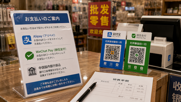 中国の現地店舗や取引先への代金支払い