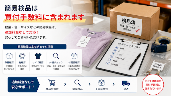 買付手数料に含まれる簡易検品