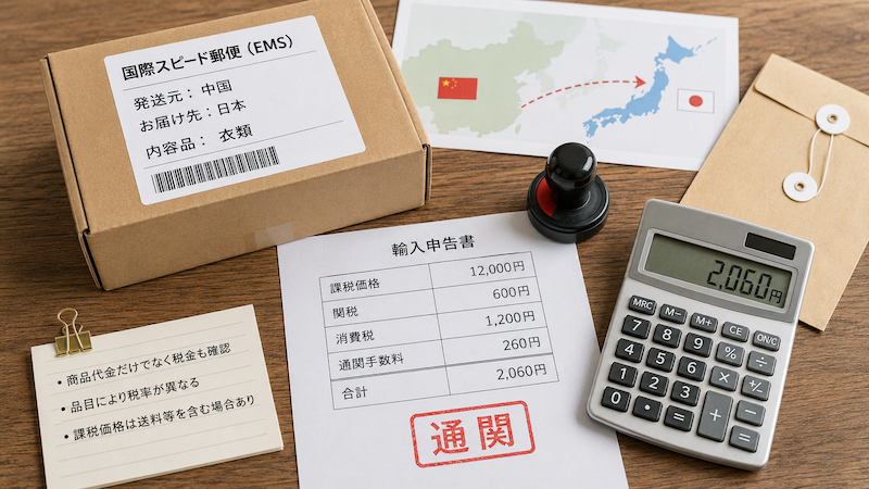 タオバオEMSの関税と輸入費用の計算