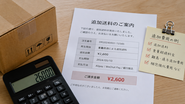 注文後に発生した追加送料と差額の支払い