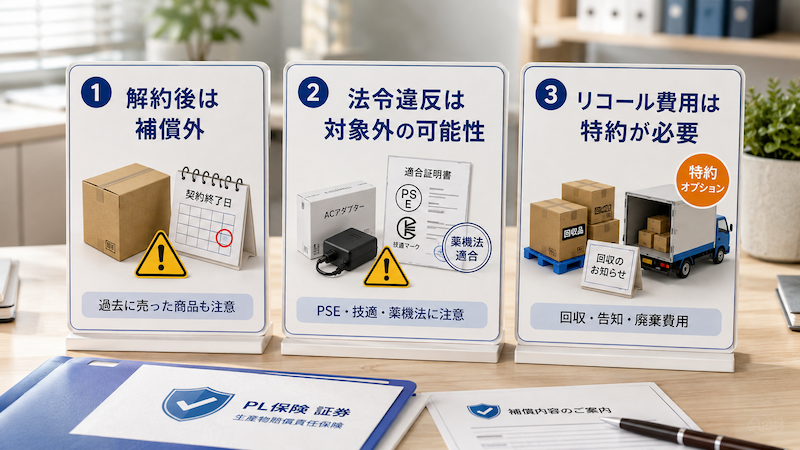 PL保険の解約・法令違反・リコール費用