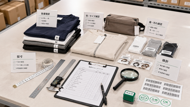 中国輸入商品の検品・採寸・検針作業