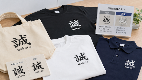 誠のロゴ印刷と刺繍加工例