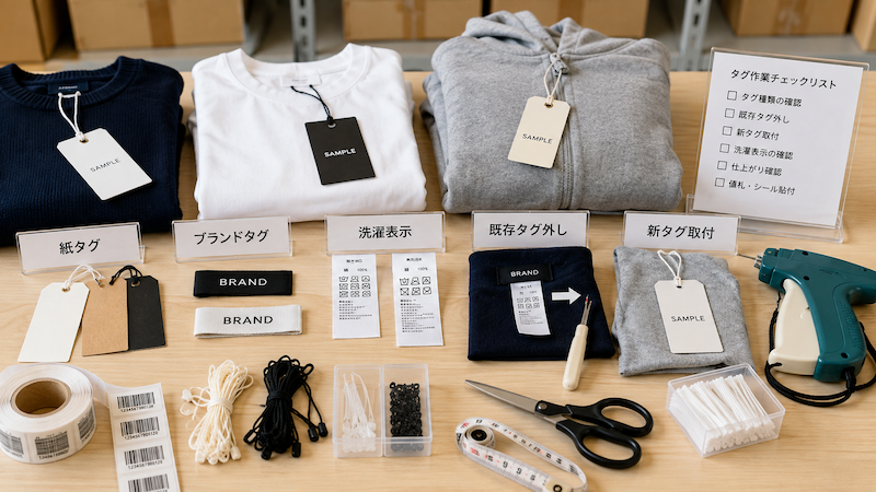中国商品のタグ外し・オリジナルタグ付け