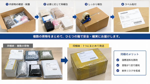 再梱包・ラベル・同梱作業